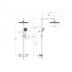 Conjunto termostático gran ducha con columna fija 