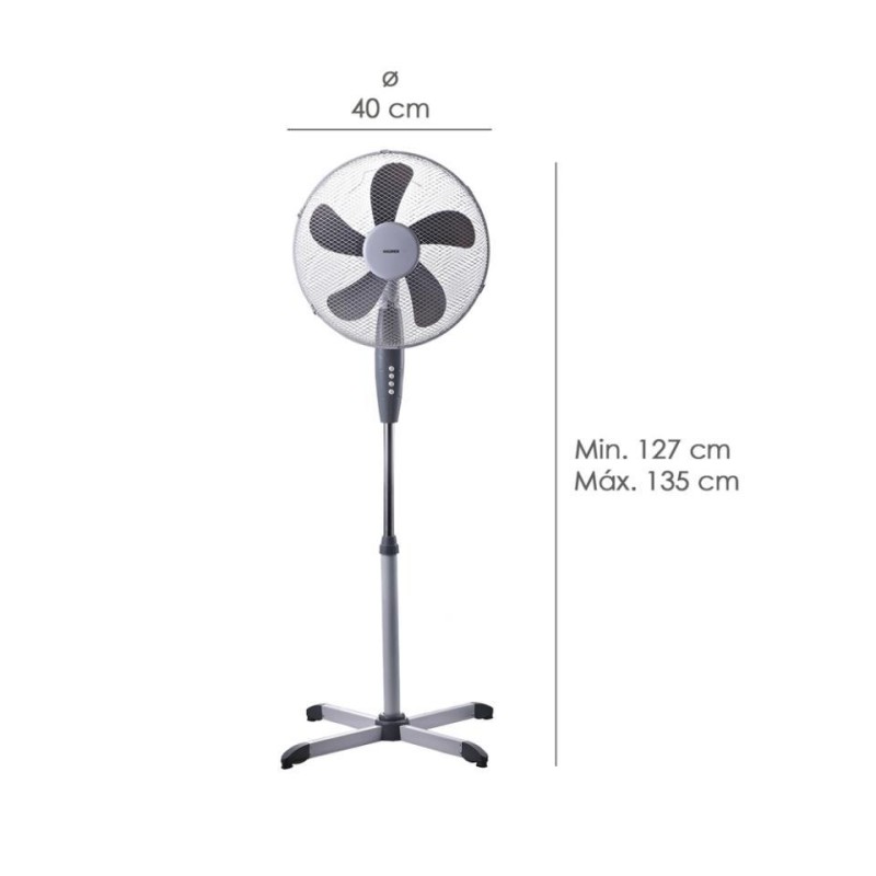 Ventilador Pie Ø40cm x 135cm 5 Aspas Blanco/gris