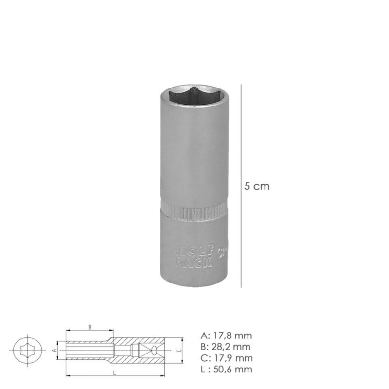 Llave Vaso 1/4  Hexagonal Larga 13 0 mm 