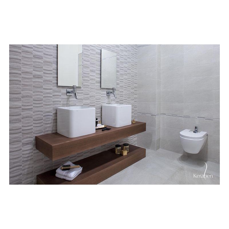 Azulejo baño Brancato concept blanco 25x50 Keraben